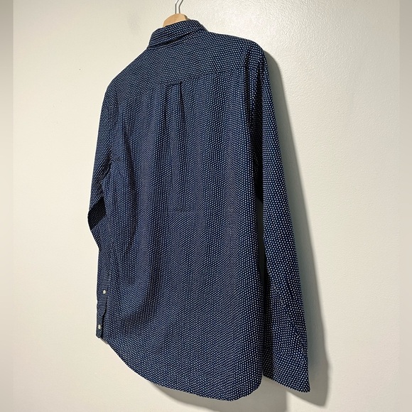 Club Monaco Men’s Slim Fit Navy Button-Down Shirt M – Micro Dot Print - Picture 7 of 13